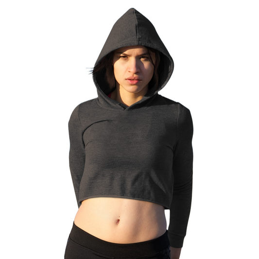 Women's Crop Hoodie - Black (Plain)