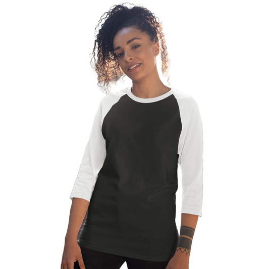 Women's Raglan T-shirt - Black and White (Plain)