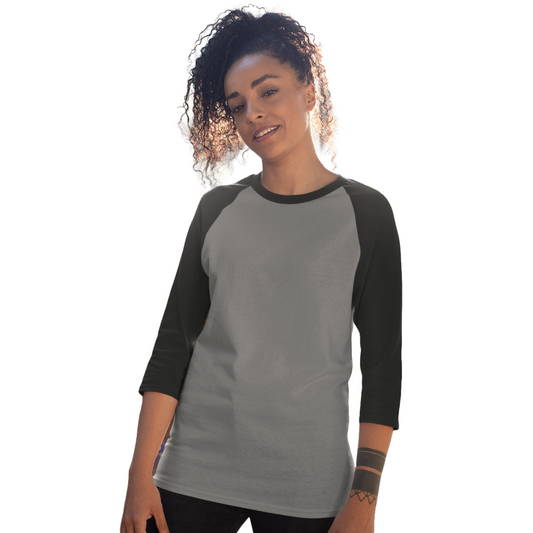 Women's Raglan T-shirt - Charcoal Melange and Black (Plain)