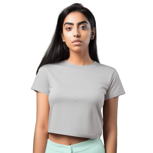 Women's Crop Top - Grey Melange (Plain)