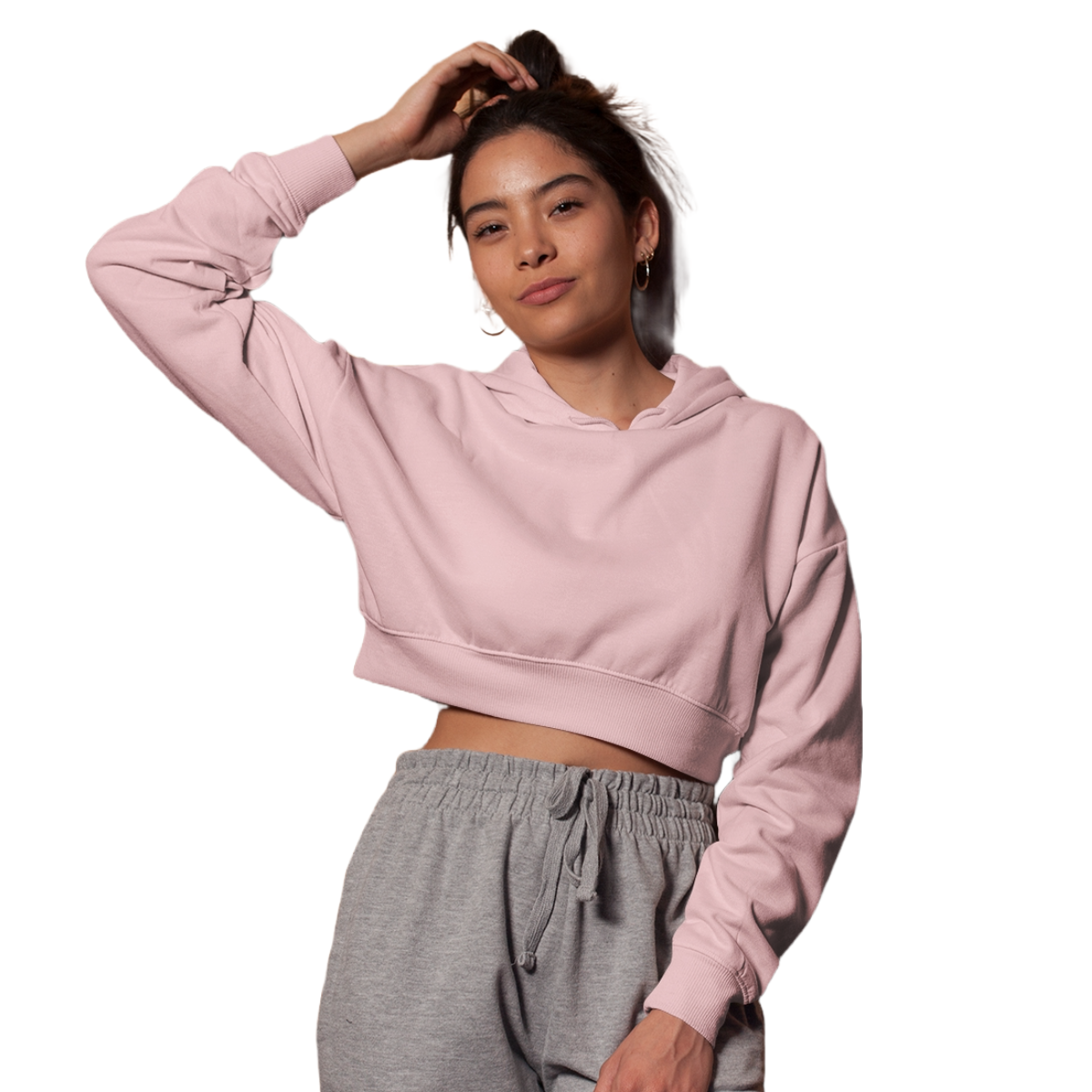 Women's Crop Hoodie - Light Pink (Plain)