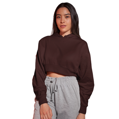 Women's Crop Hoodie - Maroon (Plain)