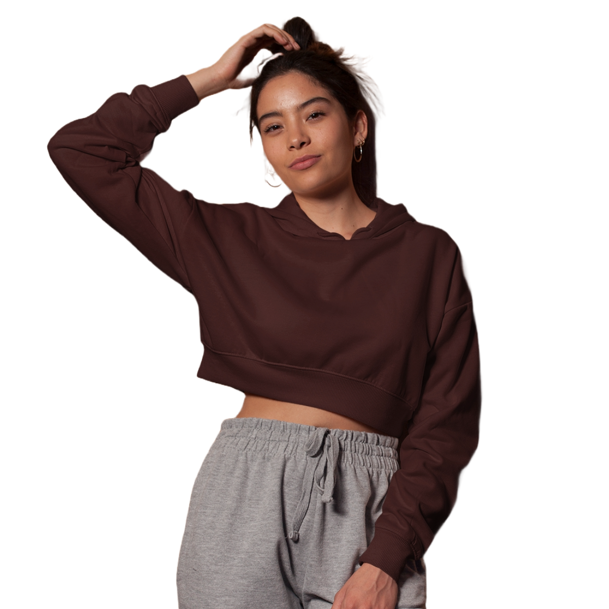 Women's Crop Hoodie - Maroon (Plain)