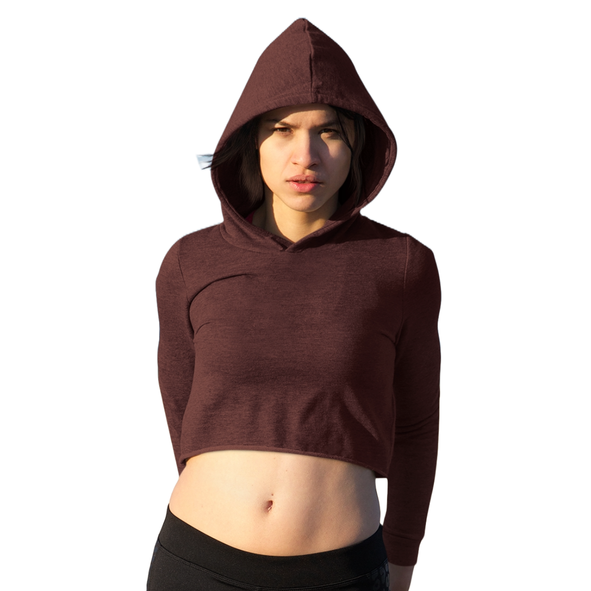 Women's Crop Hoodie - Maroon (Plain)