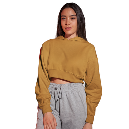 Women's Crop Hoodie - Mustard Yellow (Plain)