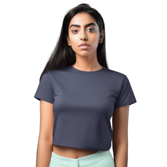 Women's Crop Top - Navy Blue (Plain)