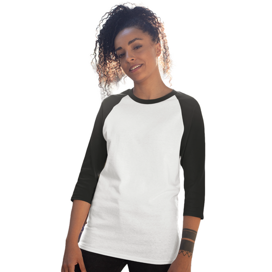 Women's Raglan T-shirt - White and Black (Plain)