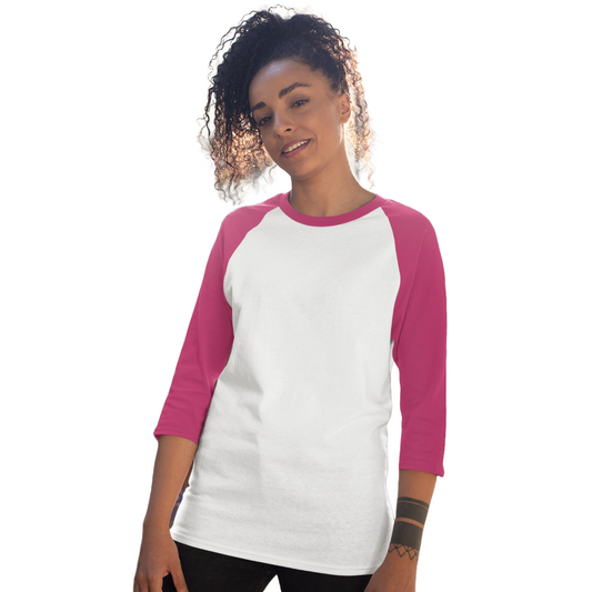 Women's Raglan T-shirt - White and Pink (Plain)