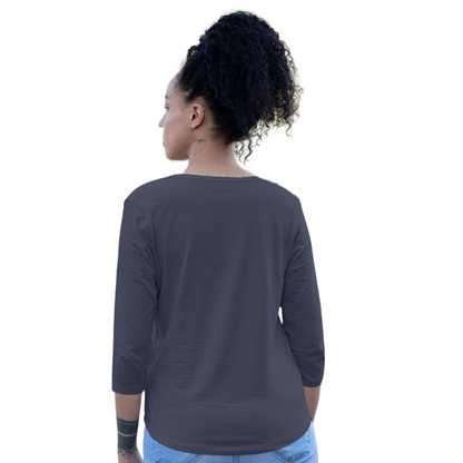 Women's 3/4 Sleeve T-shirt - Navy Blue (Plain)