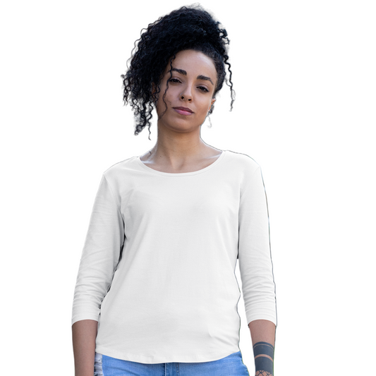 Women's 3/4 Sleeve T-shirt - White (Plain)