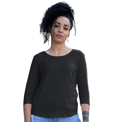 Women's 3/4 Sleeve T-shirt - Black (Plain)