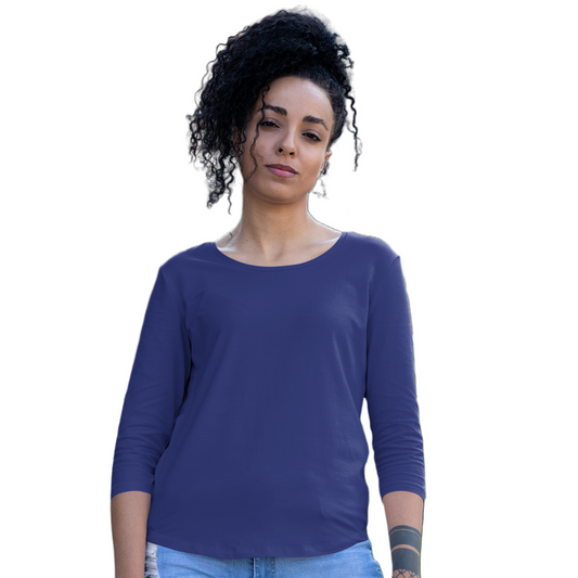 Women's 3/4 Sleeve T-shirt - Royal Blue (Plain)