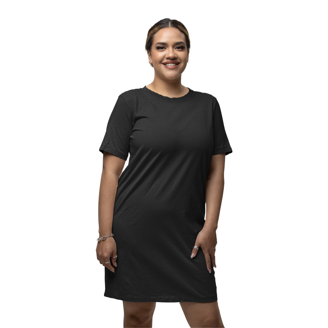 Women's T-shirt Dress - Black (Plain)